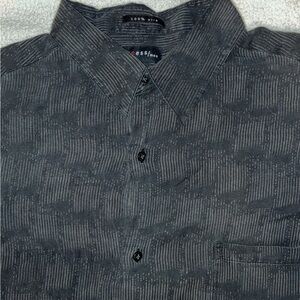 2/$35 AXCESS 100% Silk Short Sleeve Button Up Shirt Black Lightweight Men's XXL